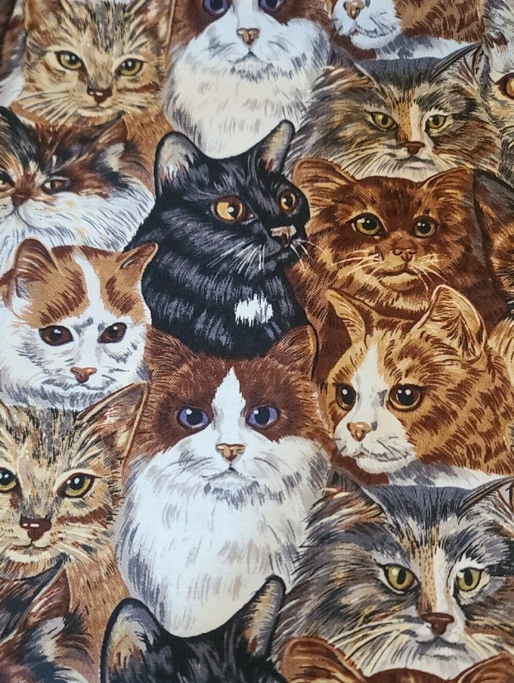 Cat Variety Pet Print Design Fabric Material - New